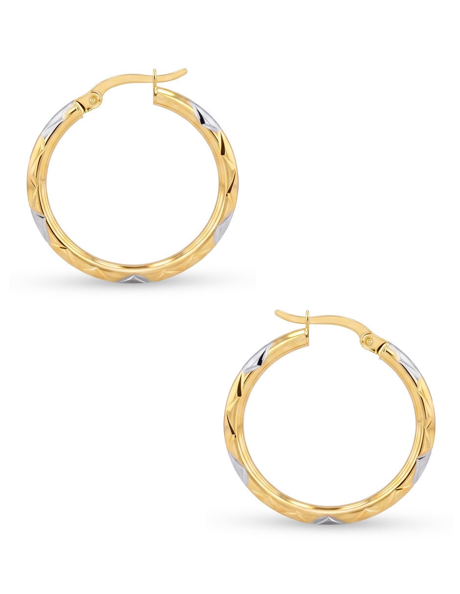 Arracadas circulares JOYERIAS BIZZARRO de oro amarillo 10 K con acabado brillante
