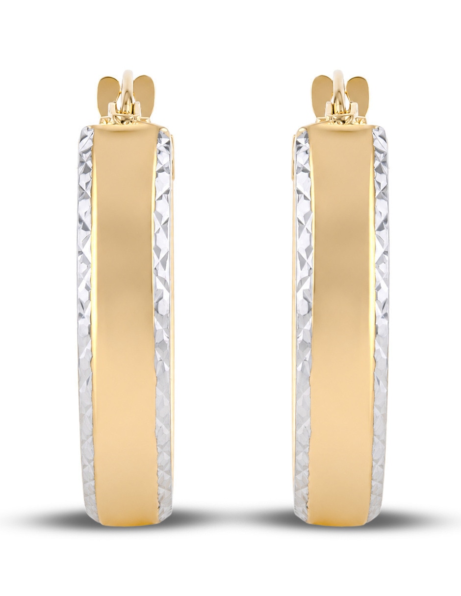 Arracadas circulares JOYERIAS BIZZARRO de oro amarillo 10 K con acabado brillante