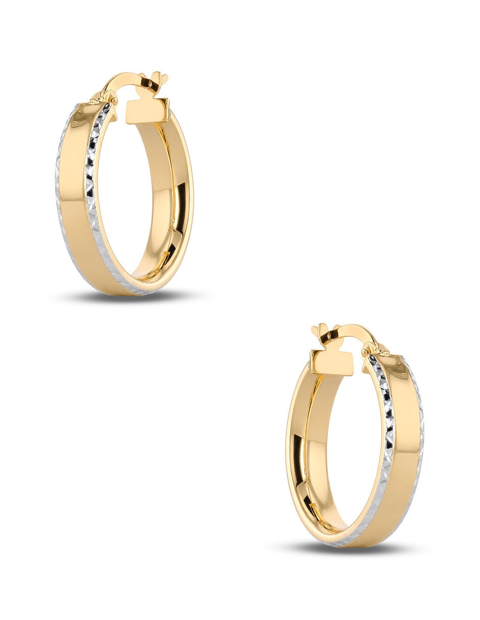 Arracadas circulares JOYERIAS BIZZARRO de oro amarillo 10 K con acabado brillante