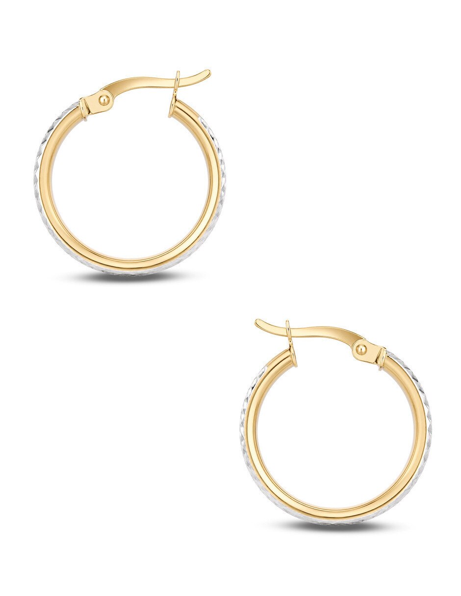 Arracadas circulares JOYERIAS BIZZARRO de oro amarillo 10 K con acabado brillante