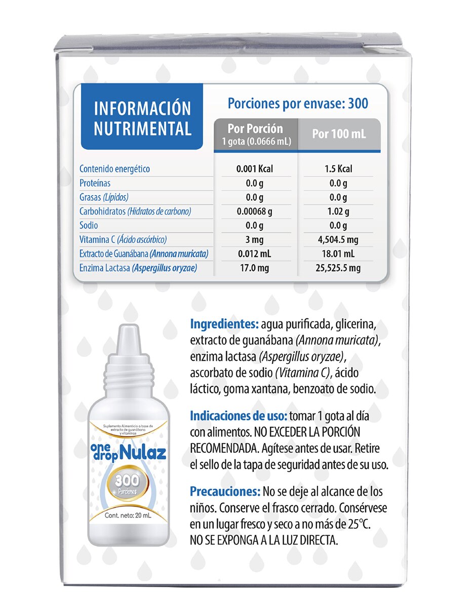Vitamina Nulez con Vitamina C 3 mg Enzima Lactasa 1000 ALU y extracto de guanábana de 20 ml 6