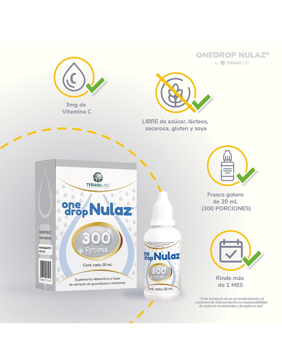 Vitamina Nulez con Vitamina C 3 mg Enzima Lactasa 1000 ALU y extracto de guanábana de 20 ml 9