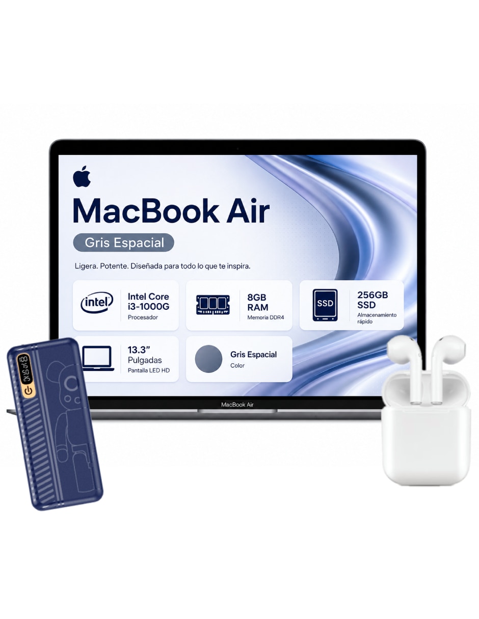 MacBook Air Retina 13.3 pulgadas 2560 x 1600 Intel Core i3 Intel Iris Plus 8 GB RAM 256 GB 1