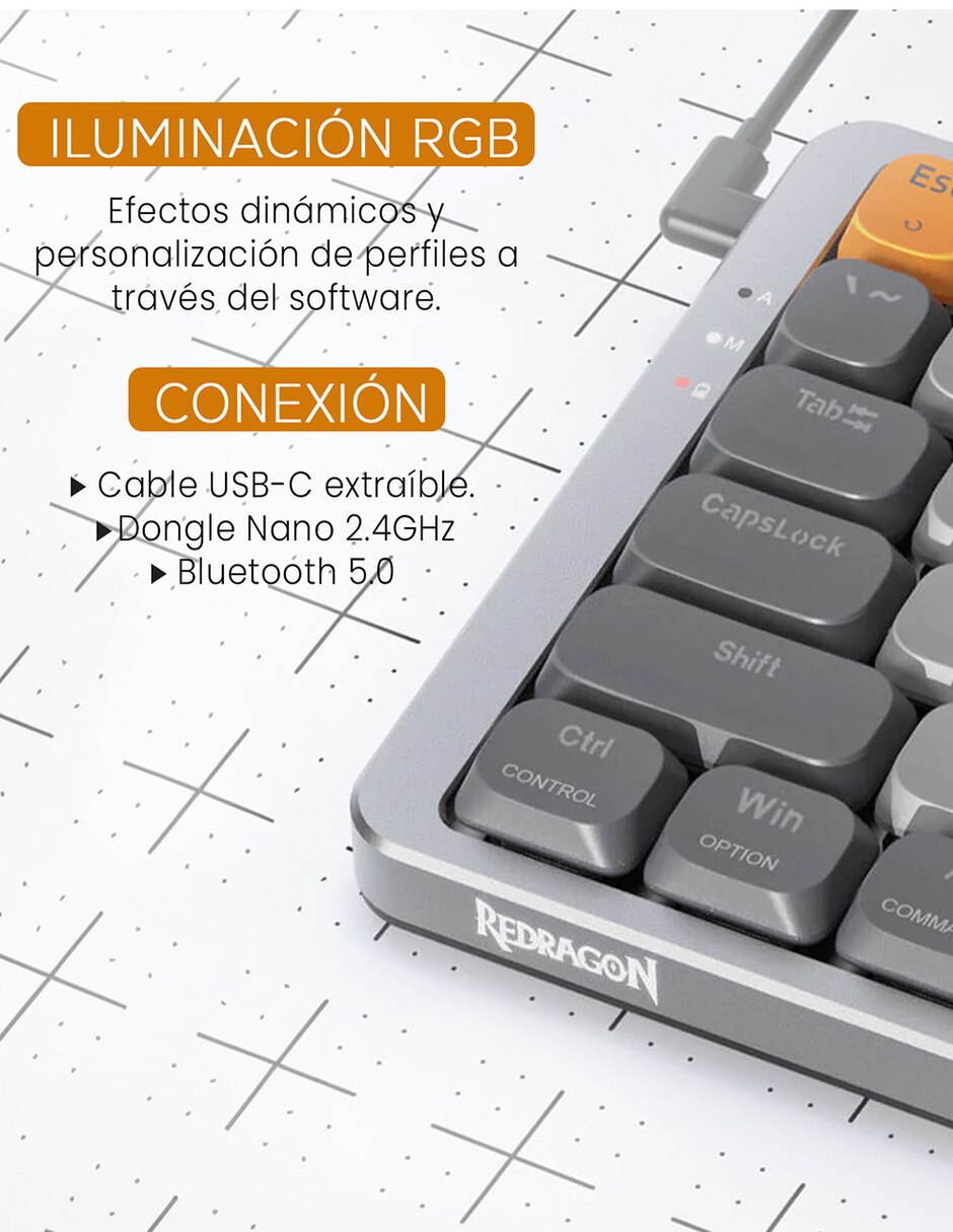 Teclado alámbrico e inalámbrico K652GG-RGB-PRO-SP 6