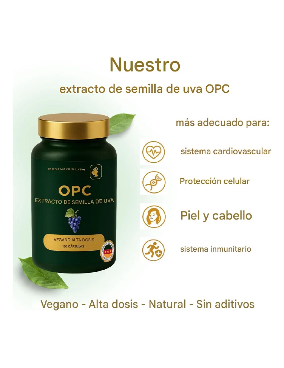 NaturRhein OPC con extracto de semilla de uva de 180 cápsulas 2