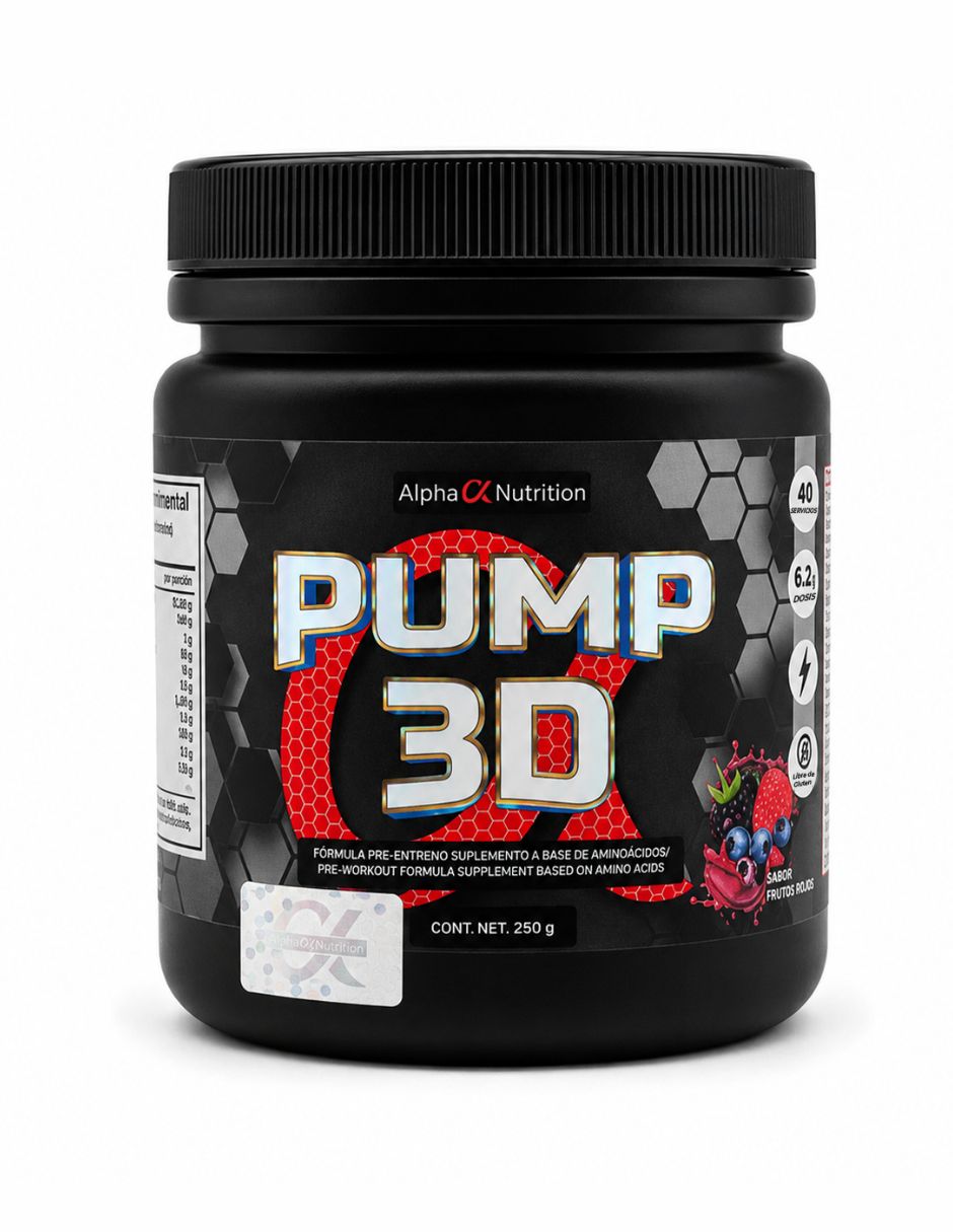 Preentreno PUMP D3 con aminoácidos sabor frutos rojos 250 g Preentreno PUMP D3 con aminoácidos sabor frutos rojos 250 g