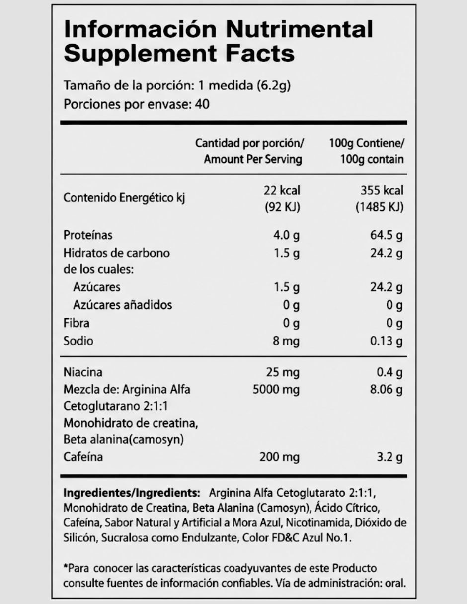 Preentreno PUMP D3 con aminoácidos sabor frutos rojos 250 g 2