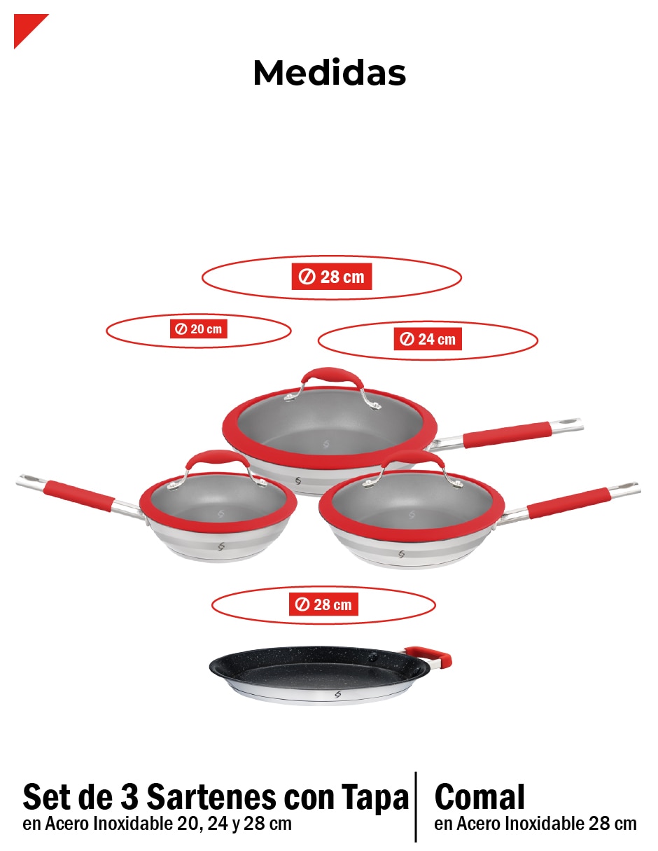 Set de sartenes de acero inoxidable 7 piezas 9