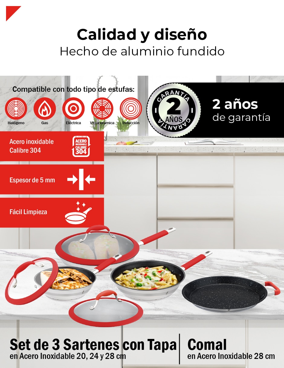 Set de sartenes de acero inoxidable 7 piezas 2