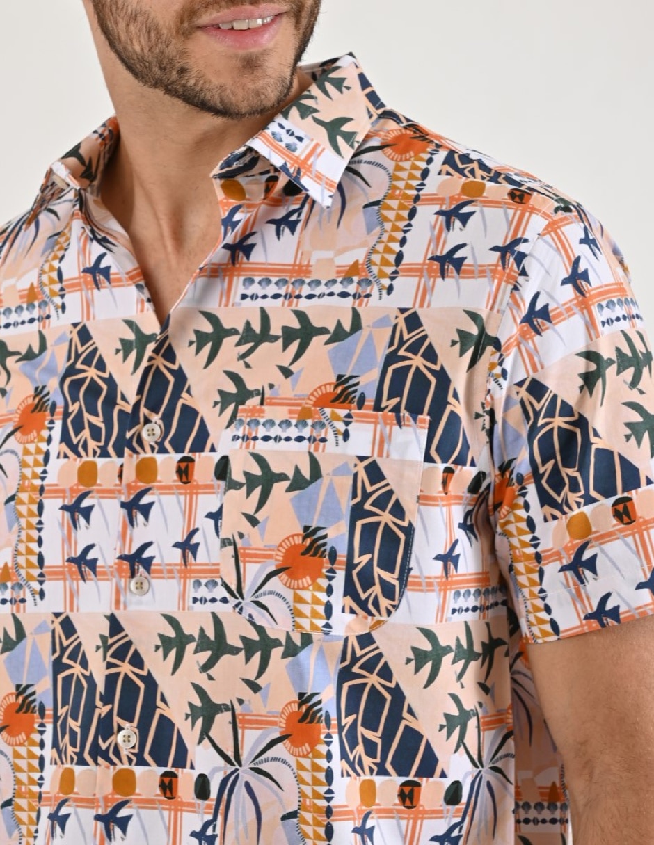 Camisa casual de algodón manga corta para hombre 6
