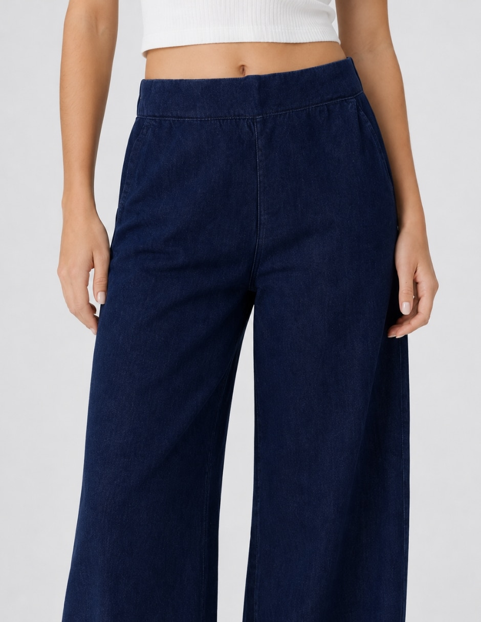 Jeans jogger wide leg cintura alta para mujer 4