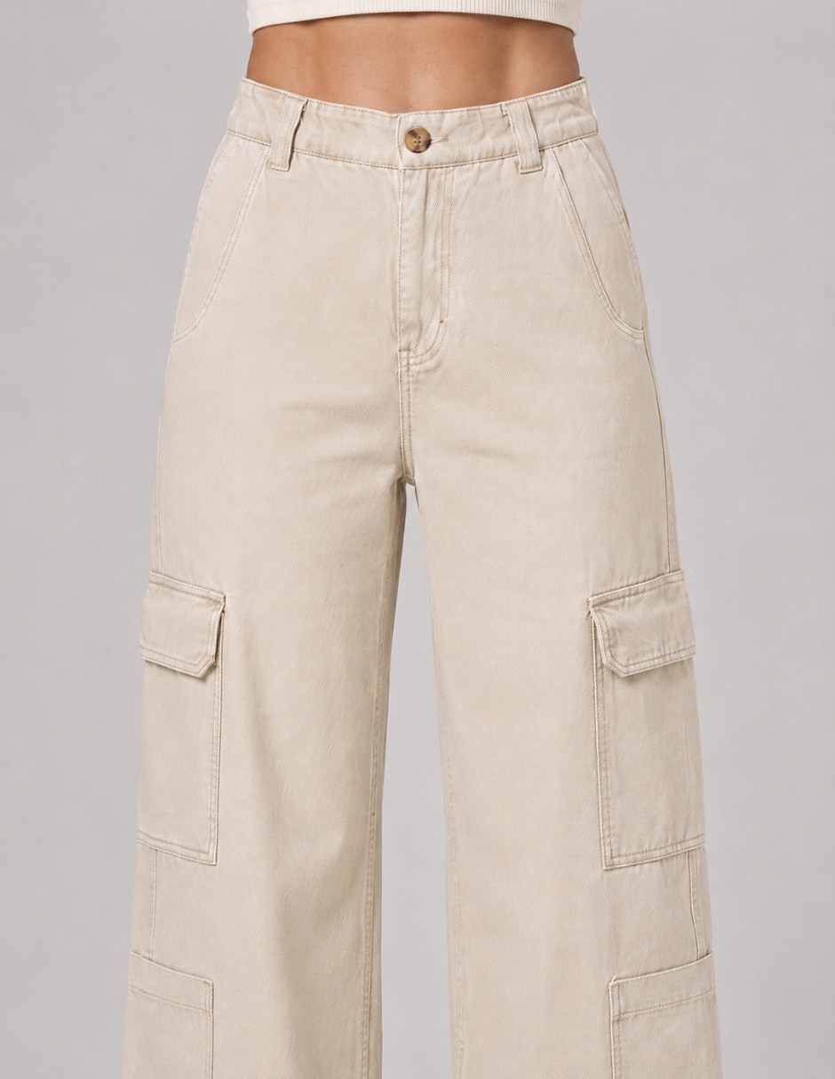 Jeans/Jegging/Jeans jogger Cargo Wide leg Cintura alta 25030-D para mujer 3