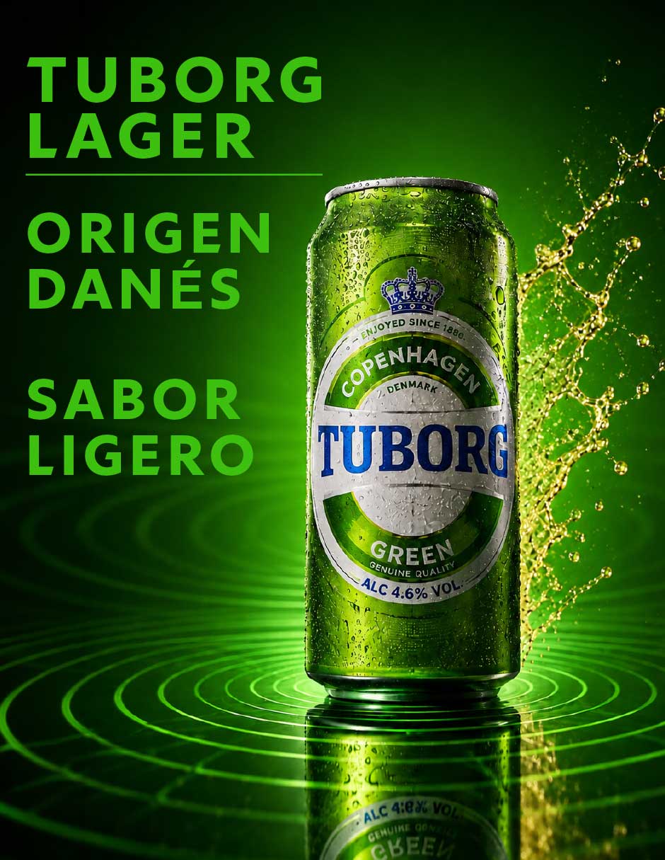 Cerveza clara TUBORG Lager amargo 500 ml