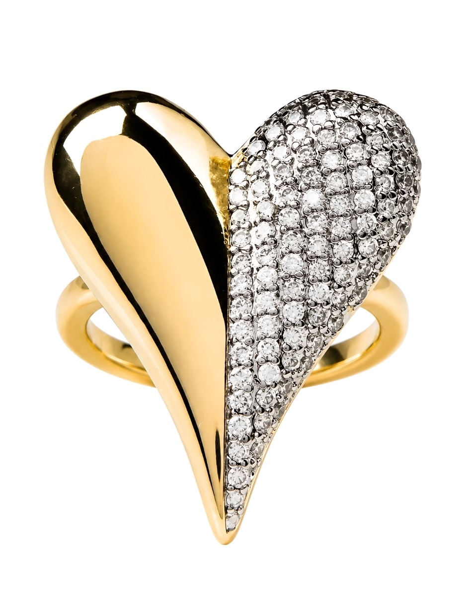 Anillo de corazón yoiko élan zirconia baño de oro