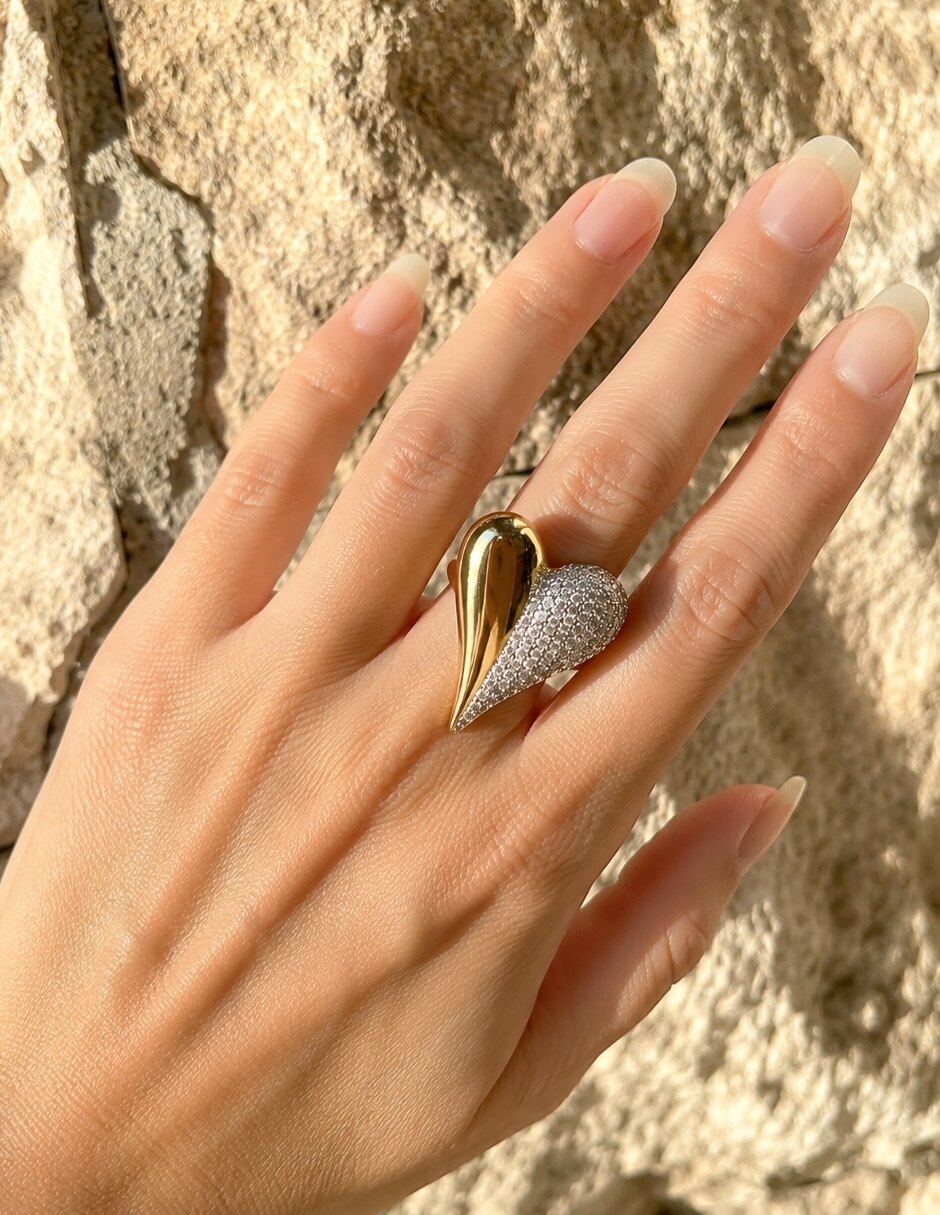 Anillo de corazón yoiko élan zirconia baño de oro