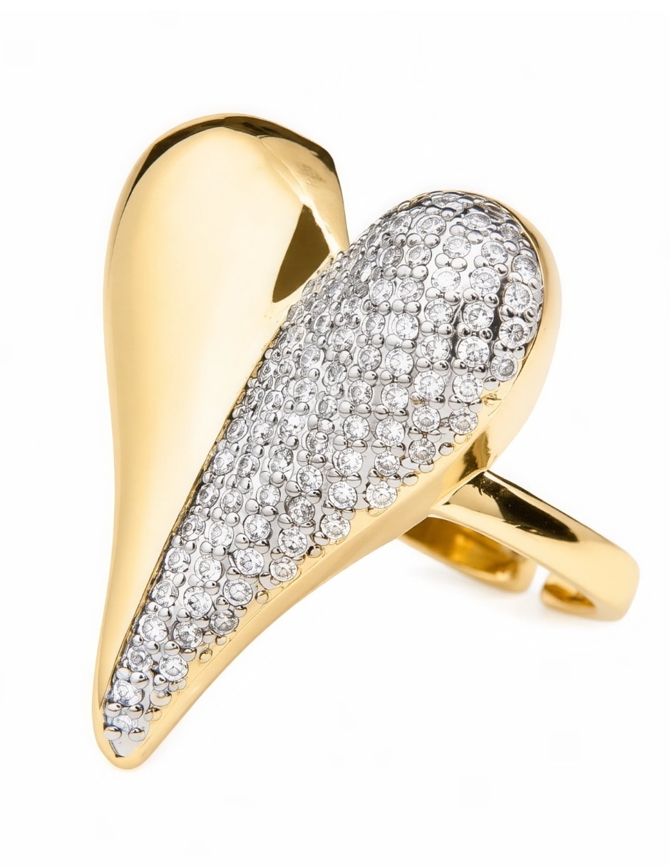 Anillo de corazón yoiko élan zirconia baño de oro