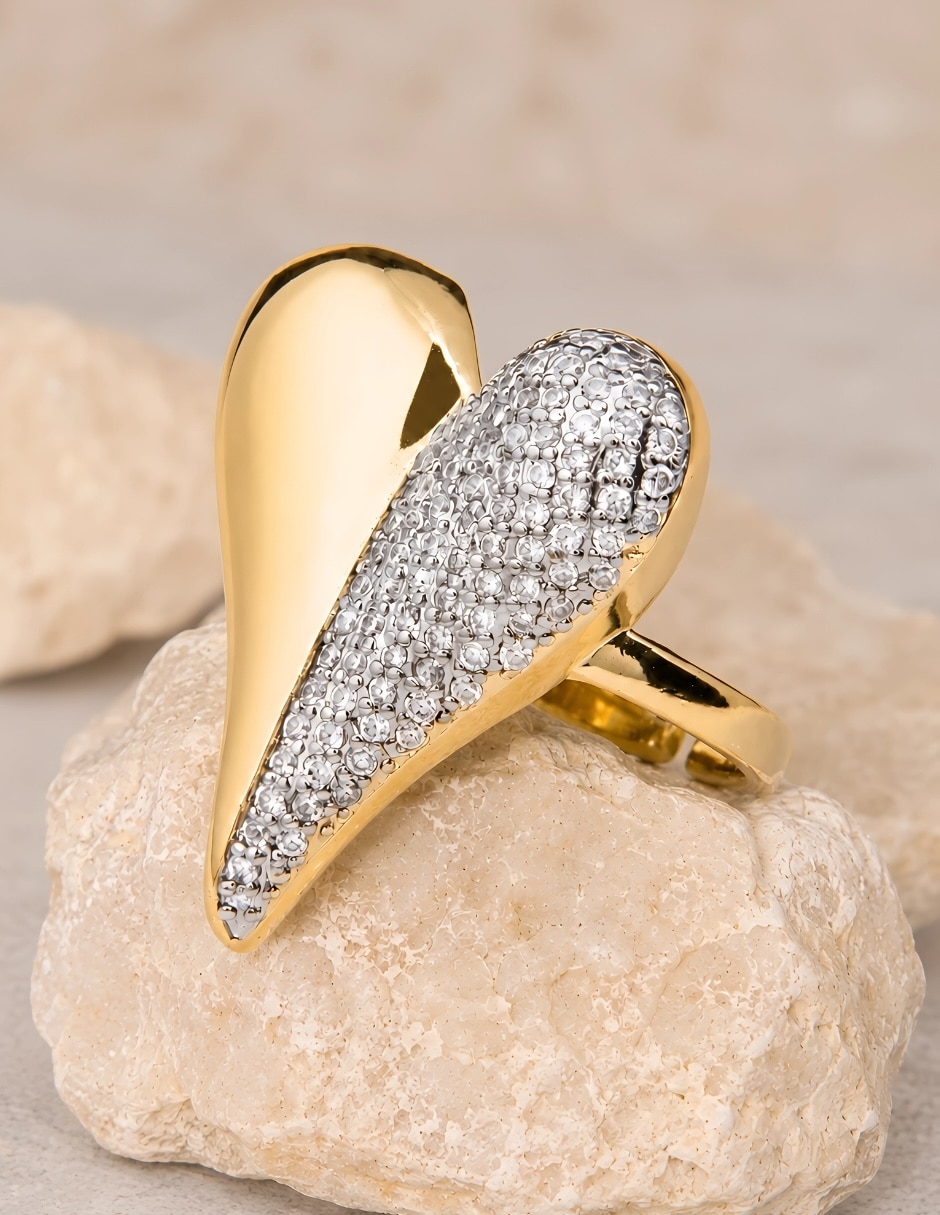 Anillo de corazón yoiko élan zirconia baño de oro