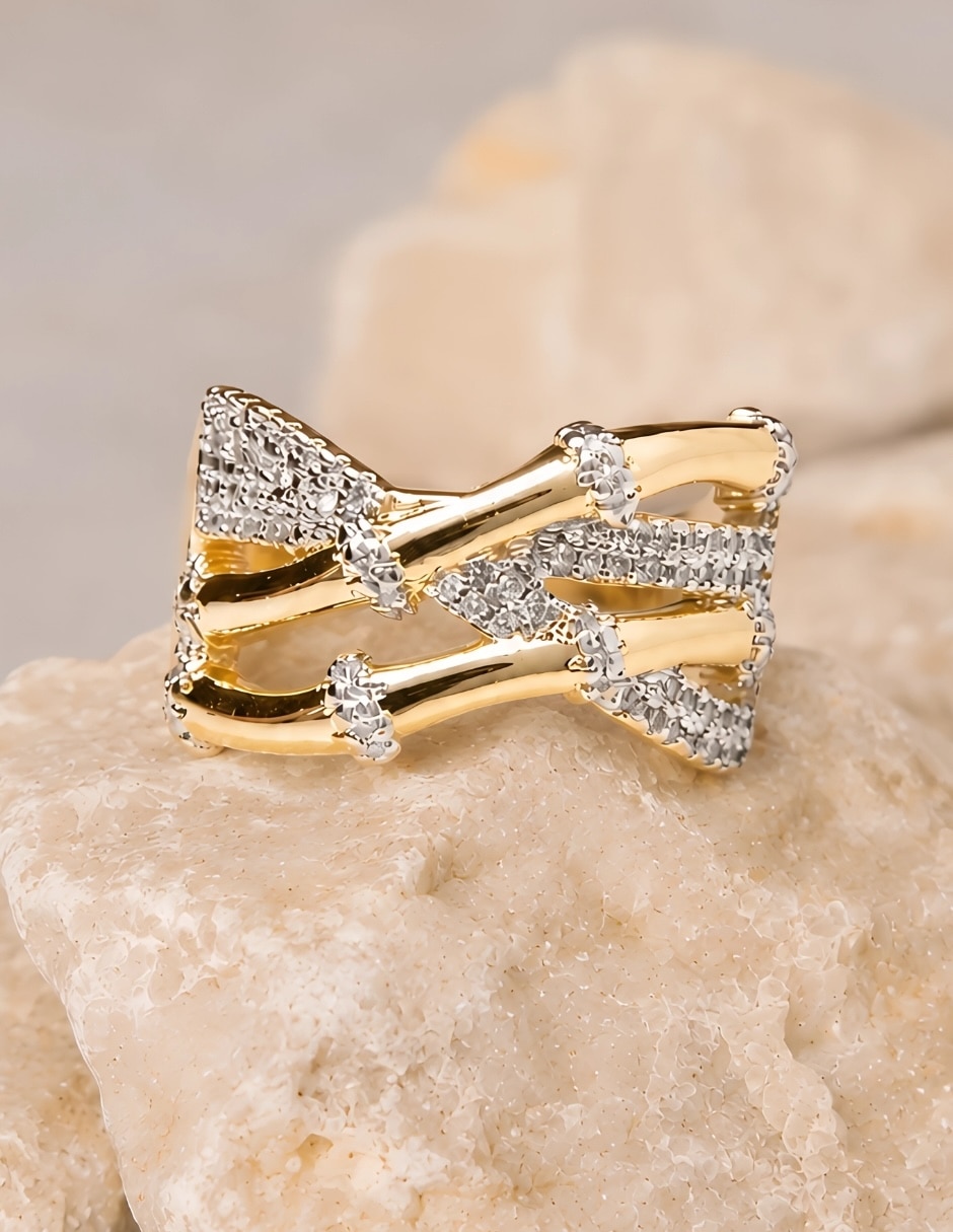 Anillo yoiko aurea zirconia baño de oro