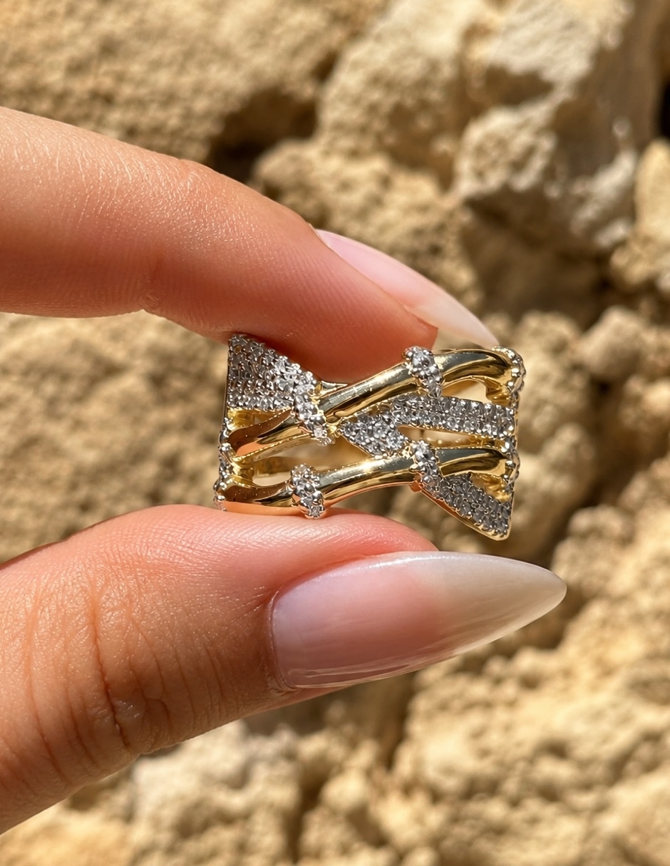 Anillo yoiko aurea zirconia baño de oro