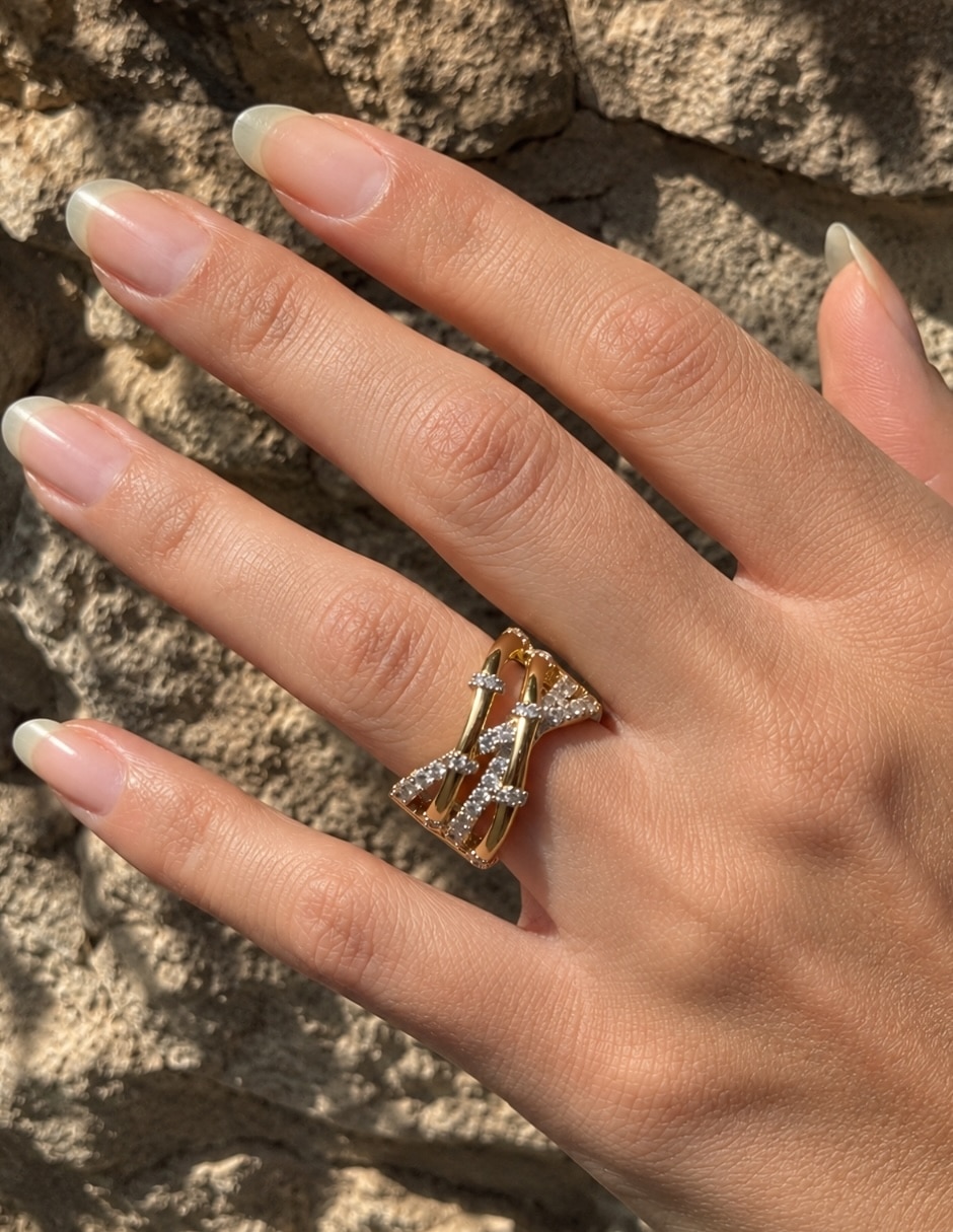 Anillo yoiko aurea zirconia baño de oro