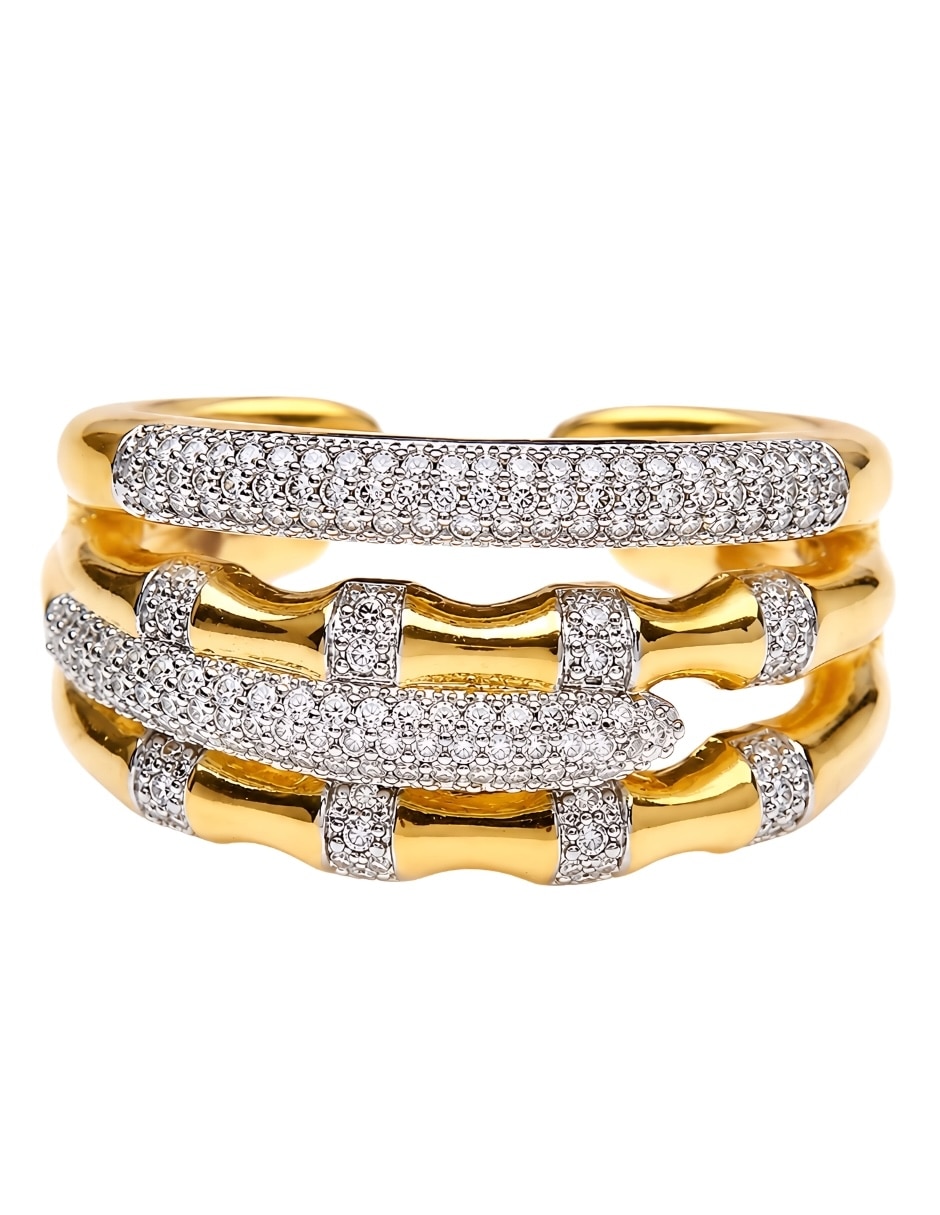 Anillo yoiko cadena zirconia baño de oro