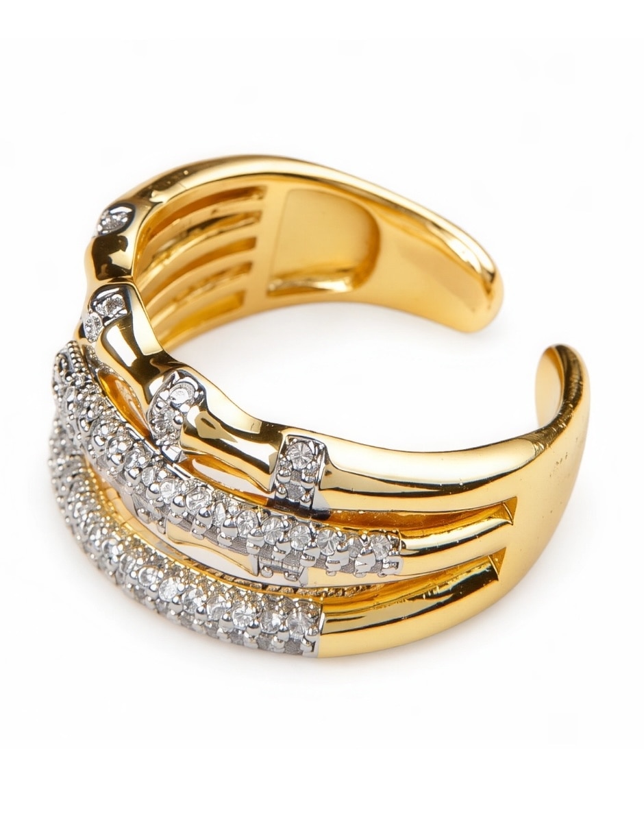 Anillo yoiko cadena zirconia baño de oro