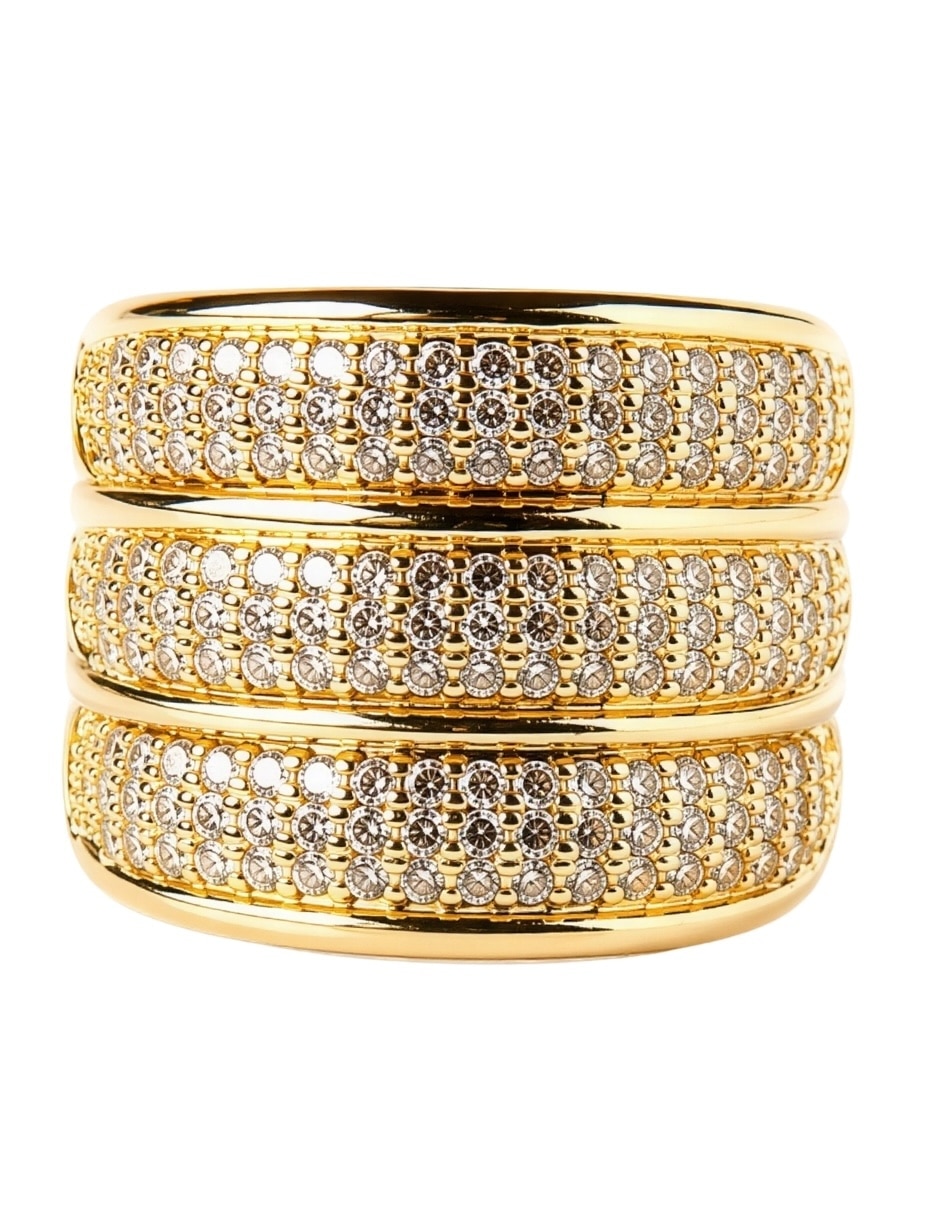 Anillo lumina zirconia baño de oro