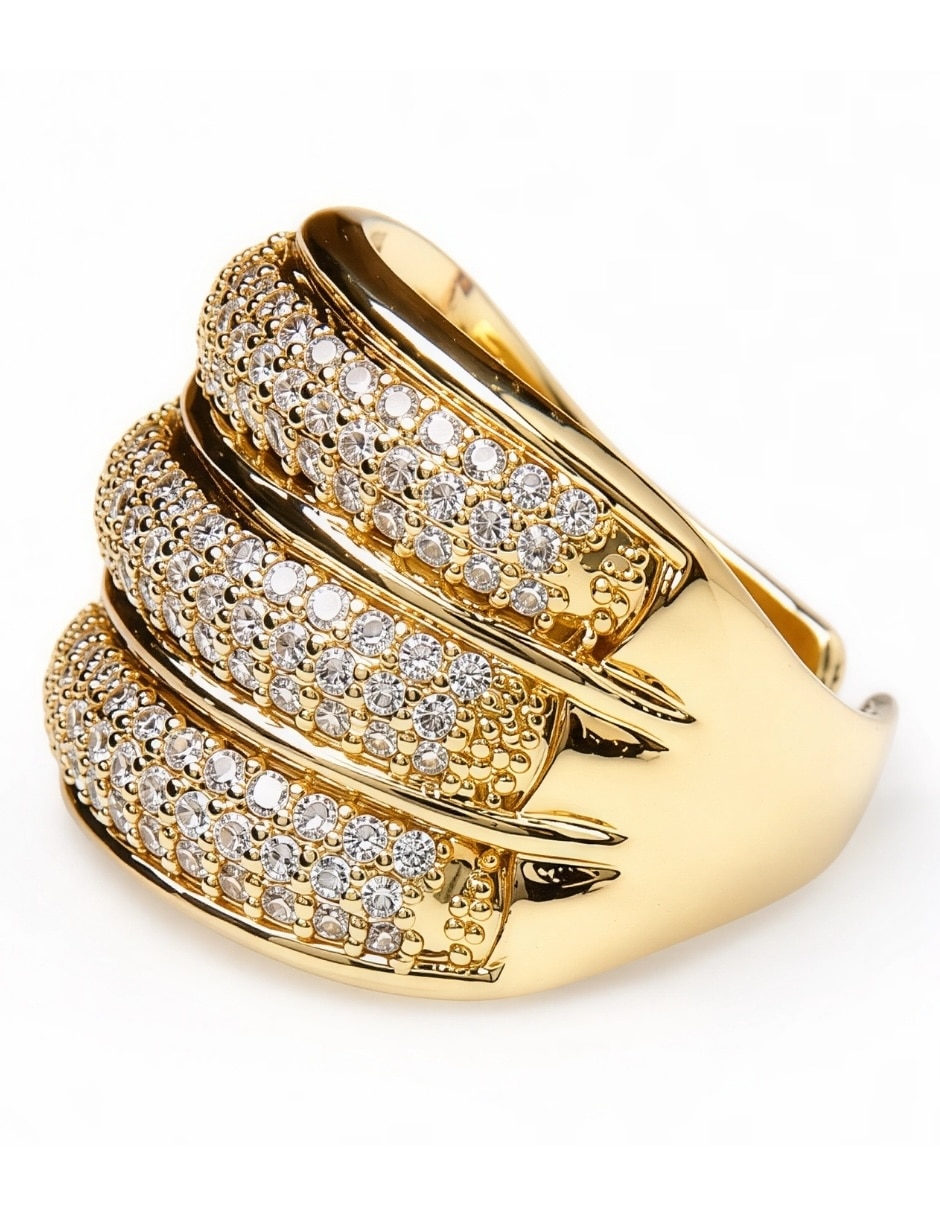 Anillo lumina zirconia baño de oro 2