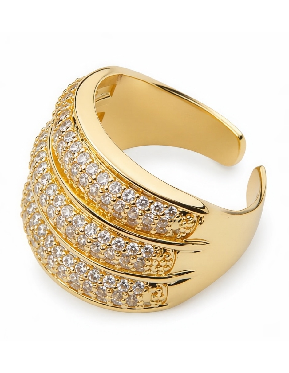 Anillo lumina zirconia baño de oro 5