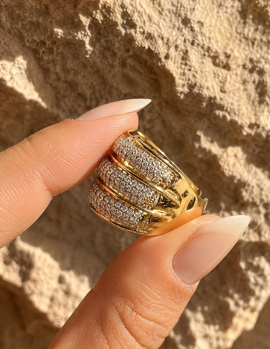 Anillo lumina zirconia baño de oro 6