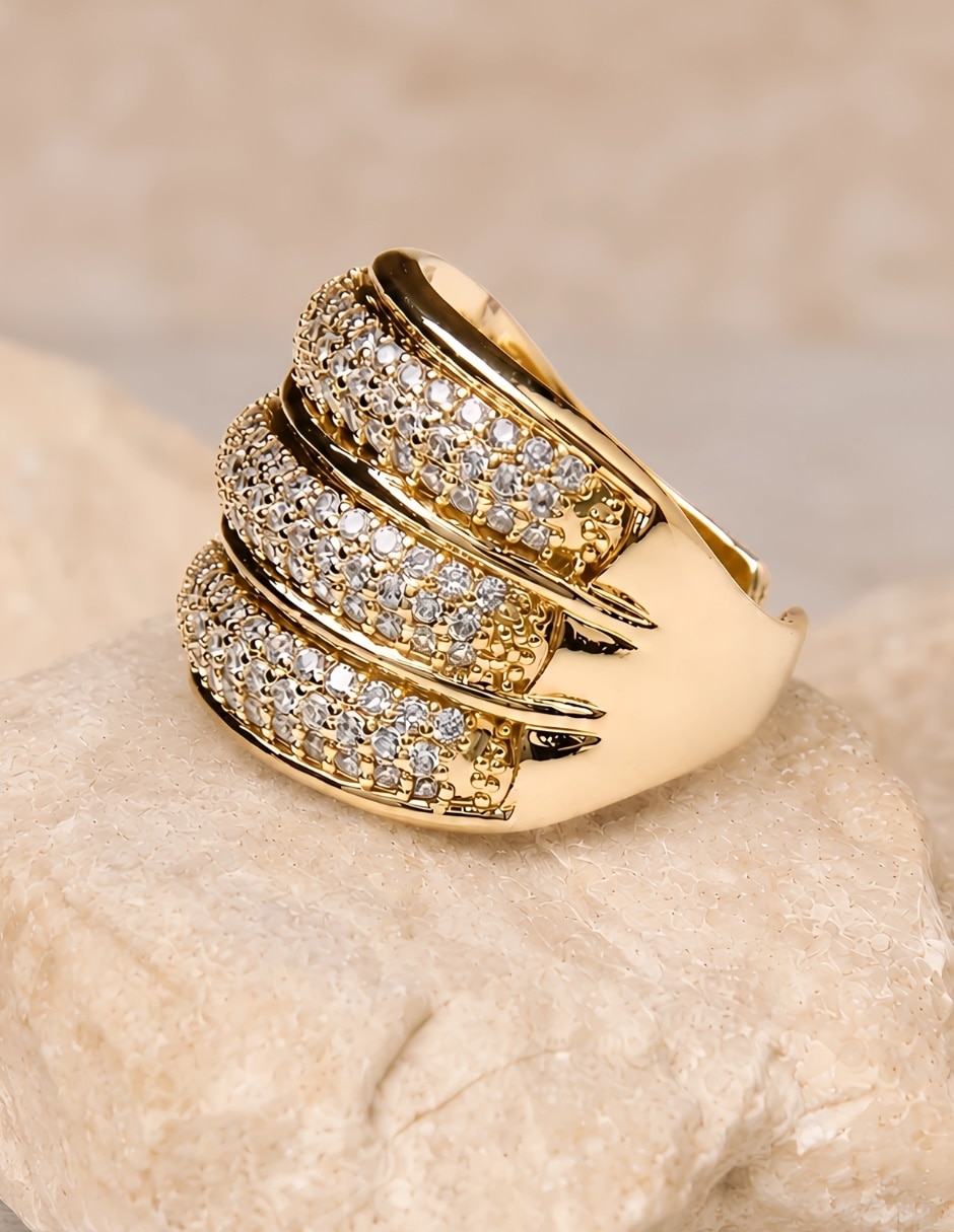 Anillo lumina zirconia baño de oro 8