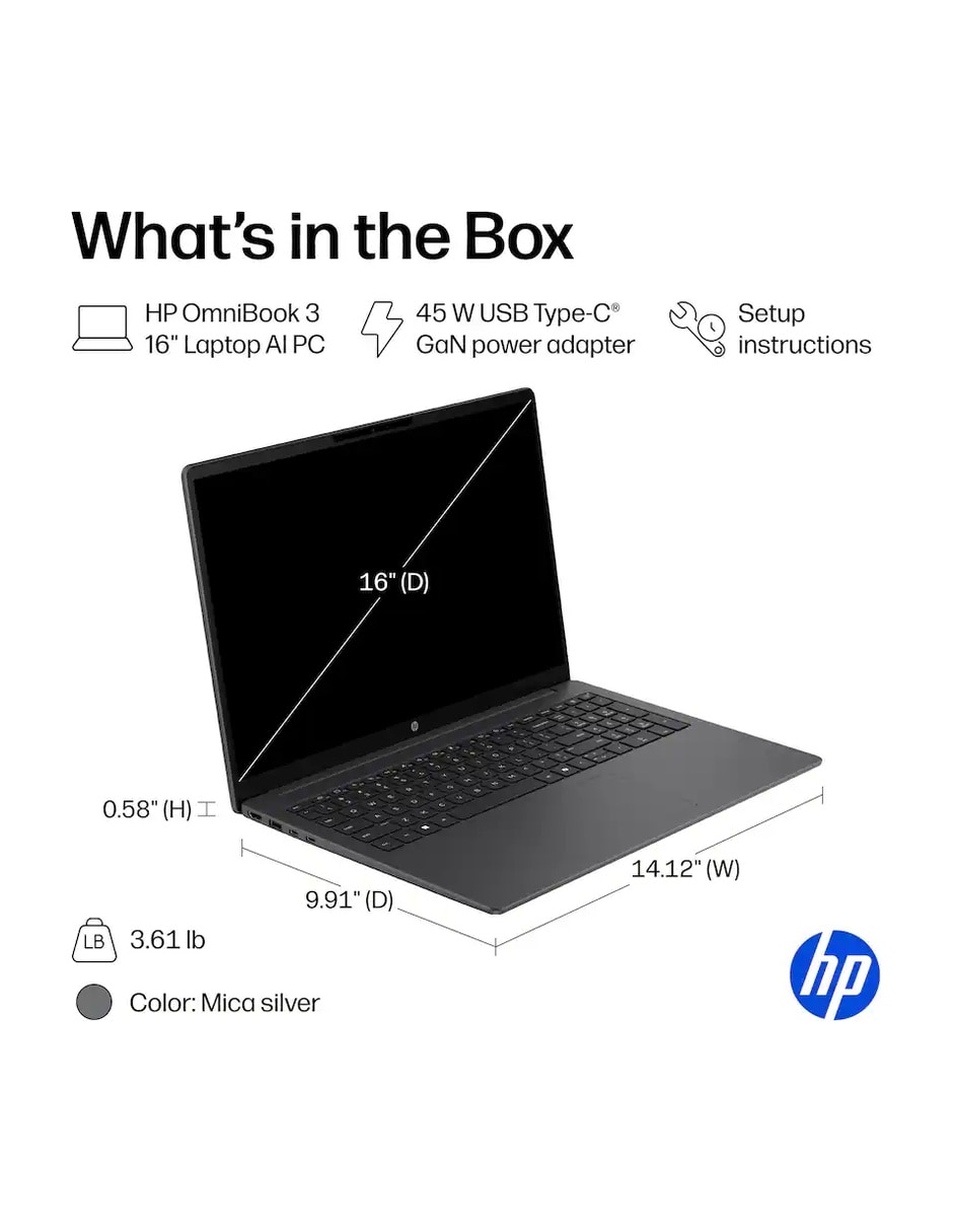 Laptop táctil 16-Bu0305Dx 16 pulgadas Wuxga Intel Core Ultra 5 225U Intel UHD Graphics 8 GB RAM 512 GB SSD 3