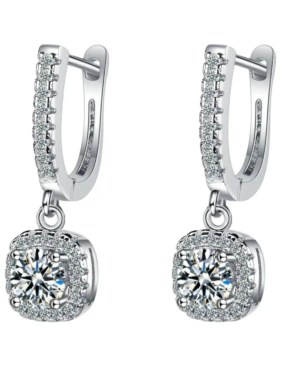 Aretes largos con acabado brillante zirconia