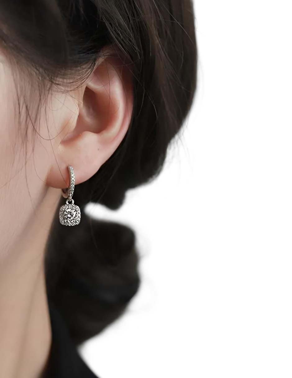 Aretes largos con acabado brillante zirconia 2