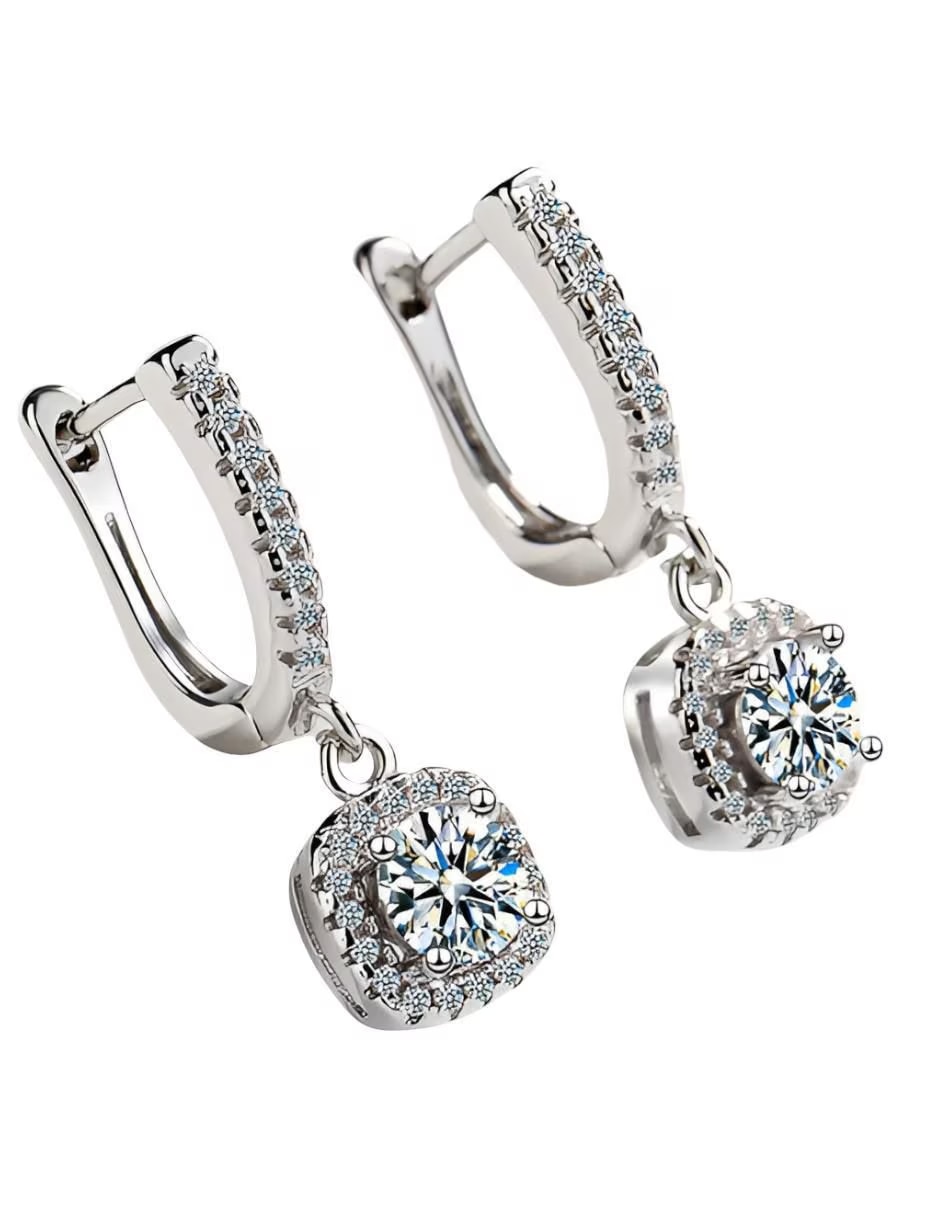 Aretes largos con acabado brillante zirconia 3