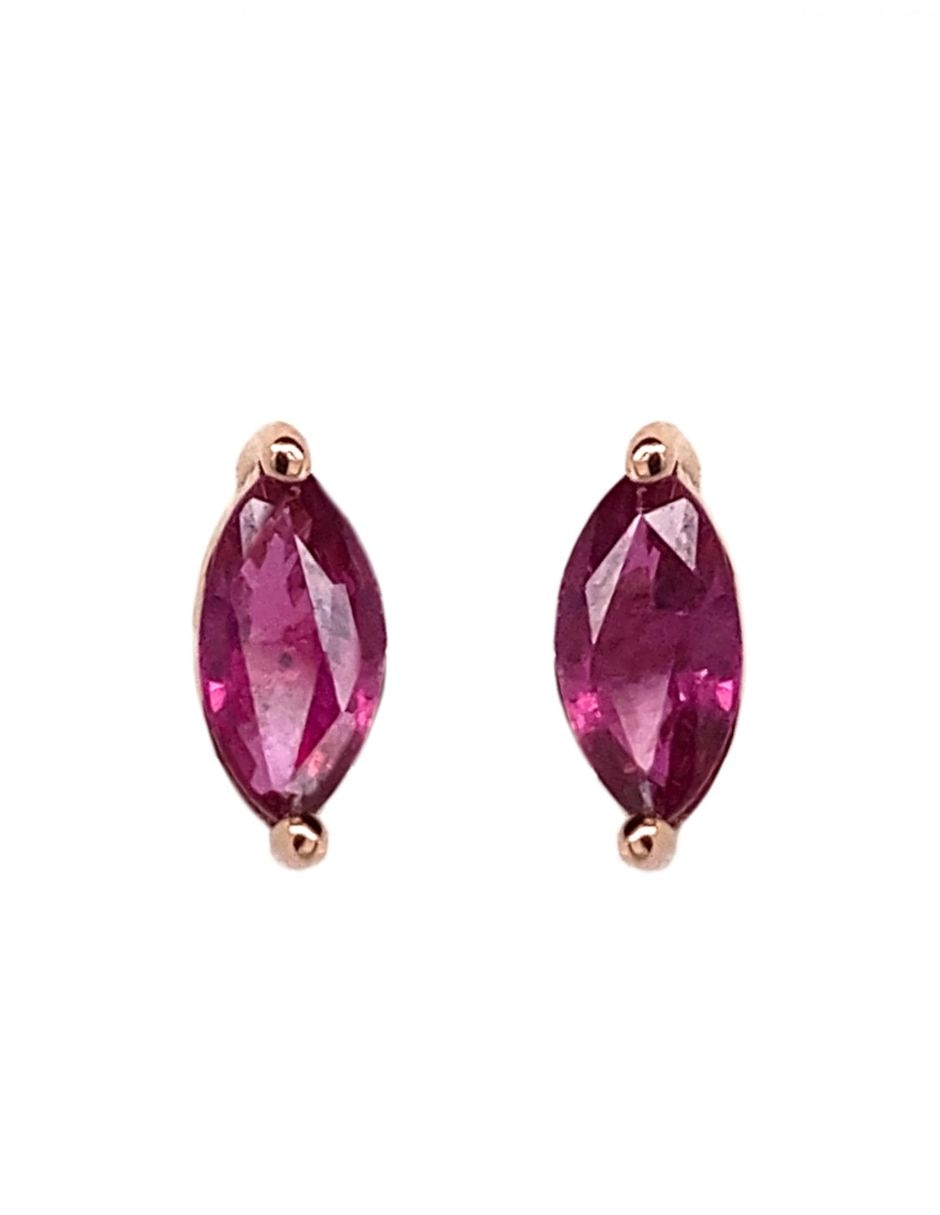 Broqueles ovalada de oro rosa 14 k con acabado brillante rubí Broqueles ovalada de oro rosa 14 k con acabado brillante rubí