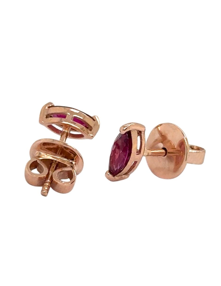 Broqueles ovalada de oro rosa 14 k con acabado brillante rubí 4