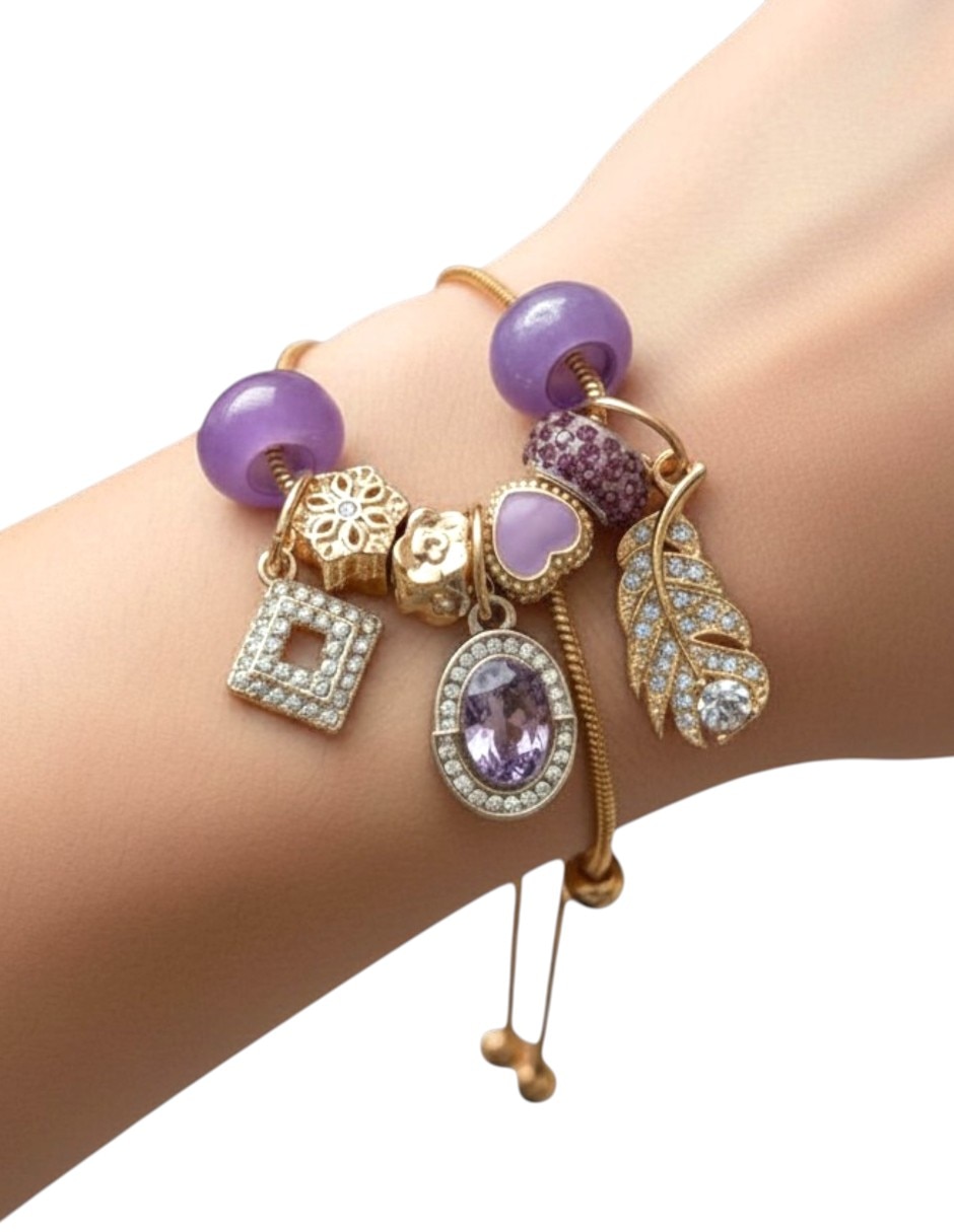 Pulsera y charms arette con circonita 2
