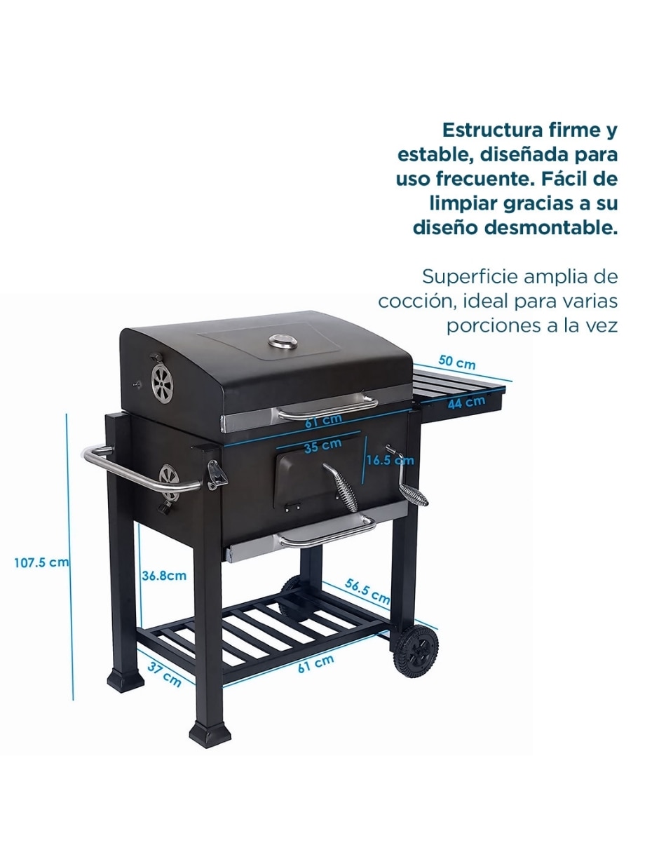 Asador Carbón Ghaliet Asa-Rec-Pre de acero inoxidable