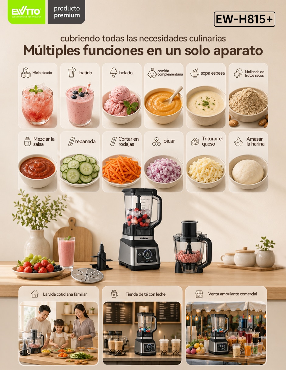 Kit de licuadora Ewtto Ew-H815+ 3 velocidades