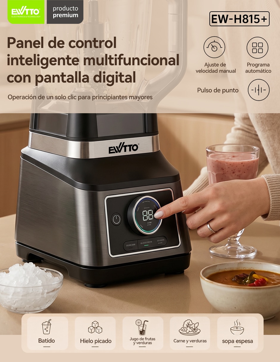 Kit de licuadora Ewtto Ew-H815+ 3 velocidades