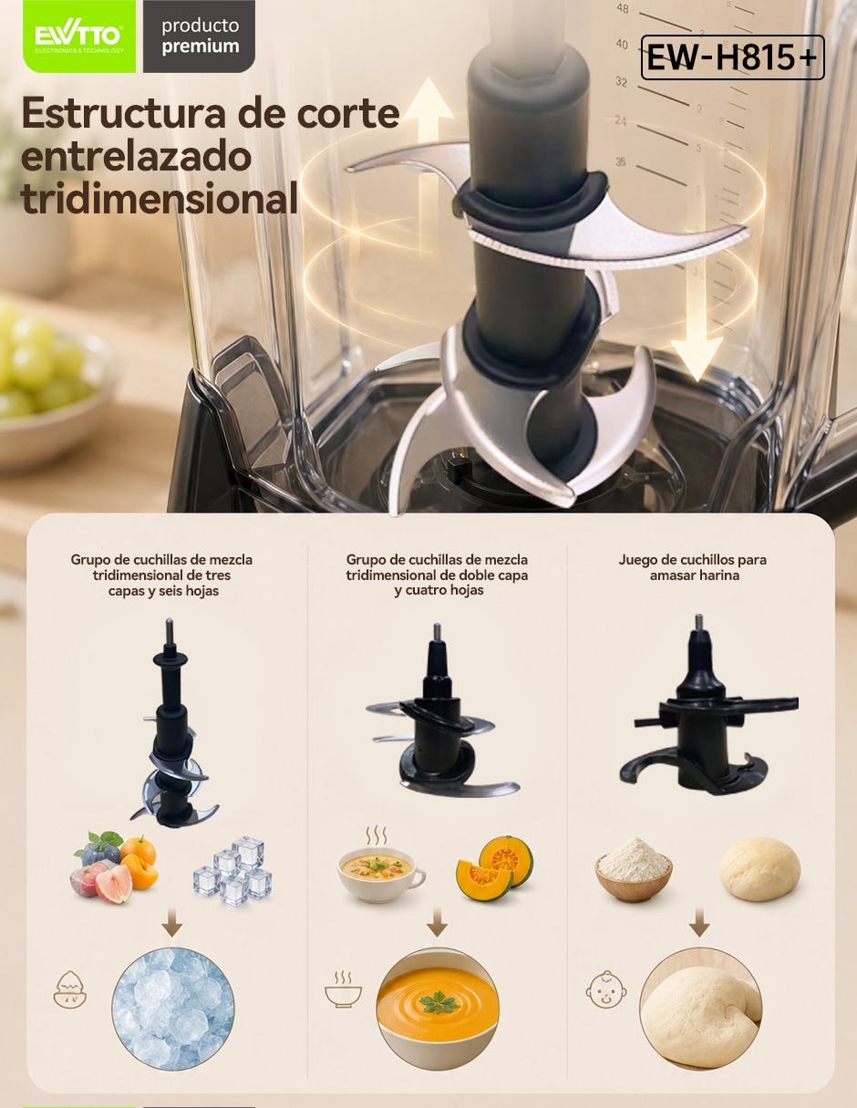 Kit de licuadora Ewtto Ew-H815+ 3 velocidades