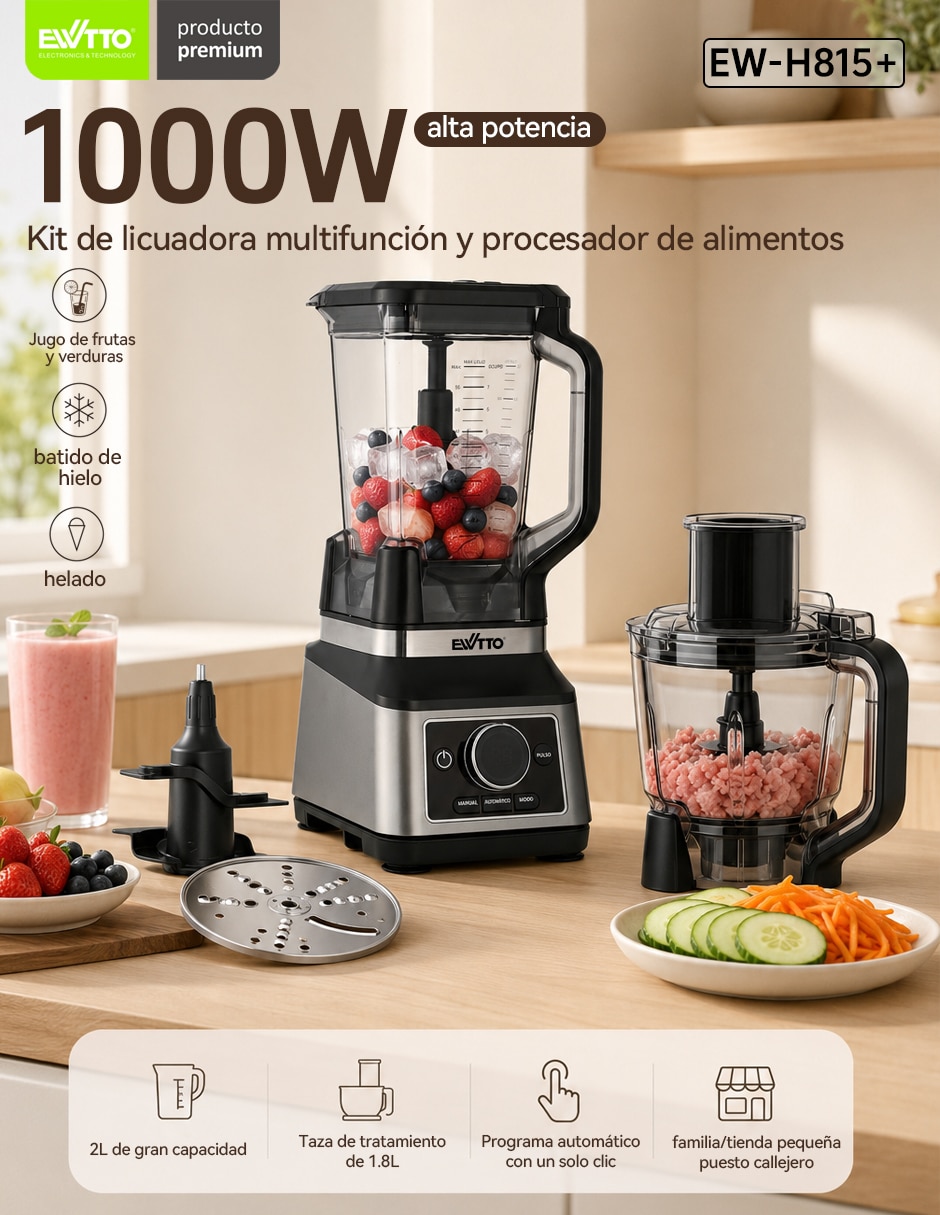 Kit de licuadora Ewtto Ew-H815+ 3 velocidades