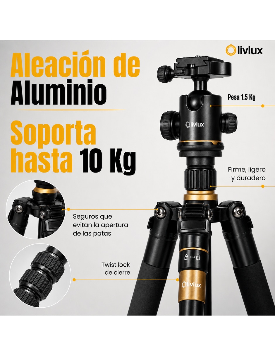 Tripie TP 120 de aluminio para cámara y celular 6
