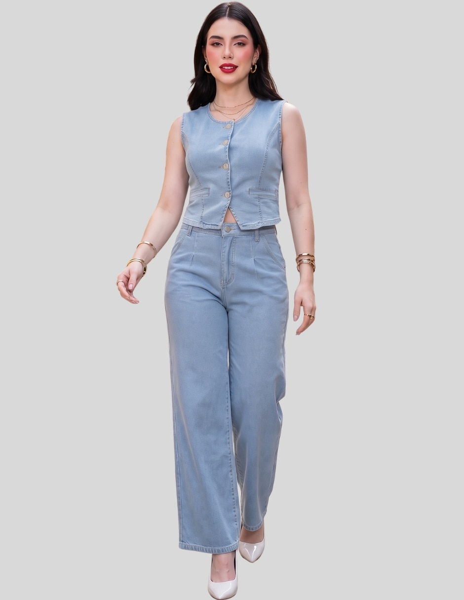 Conjunto Casual Conjunto de Mezclilla para Mujer 2 Piezas con Blusa de Tirantes y Pantalón Pierna Recta Cintura Alta de Mezclilla para No aplica Mujer Conjunto Casual Conjunto de Mezclilla para Mujer 2 Piezas con Blusa de Tirantes y Pantalón Pierna Recta Cintura Alta de Mezclilla para No aplica Mujer