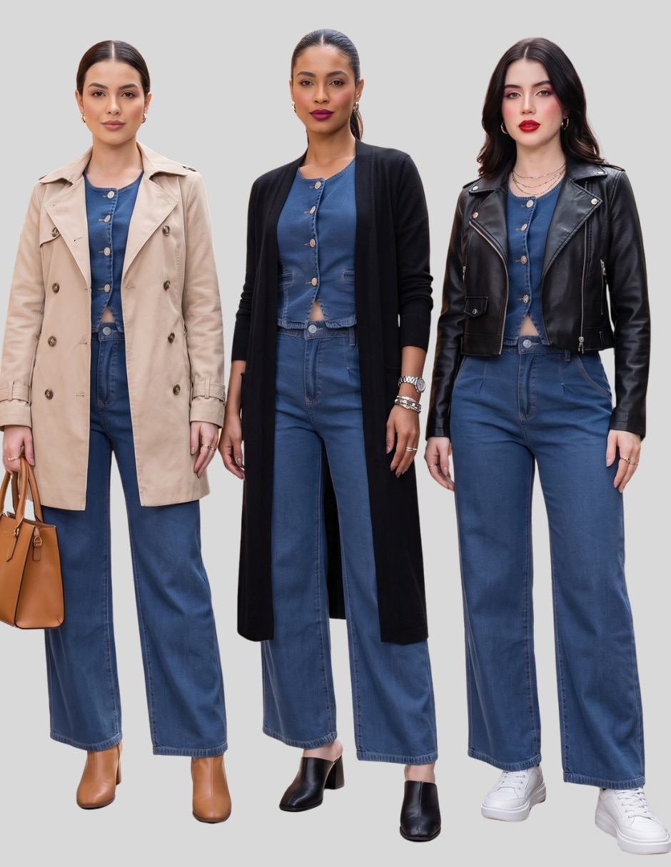 Conjunto Casual Conjunto de Mezclilla para Mujer 2 Piezas con Blusa de Tirantes y Pantalón Pierna Recta Cintura Alta de Mezclilla para No aplica Mujer 5