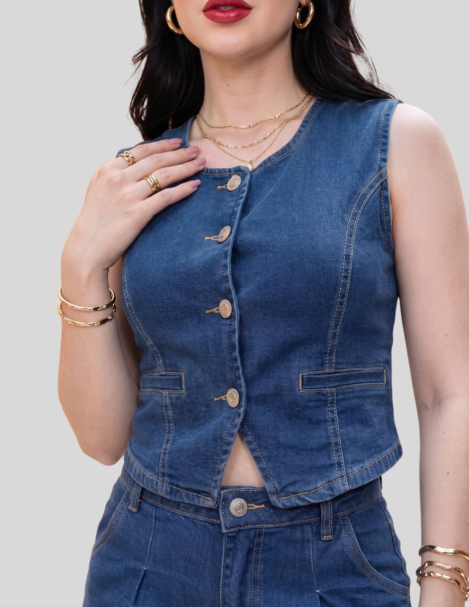 Conjunto Casual Conjunto de Mezclilla para Mujer 2 Piezas con Blusa de Tirantes y Pantalón Pierna Recta Cintura Alta de Mezclilla para No aplica Mujer 7
