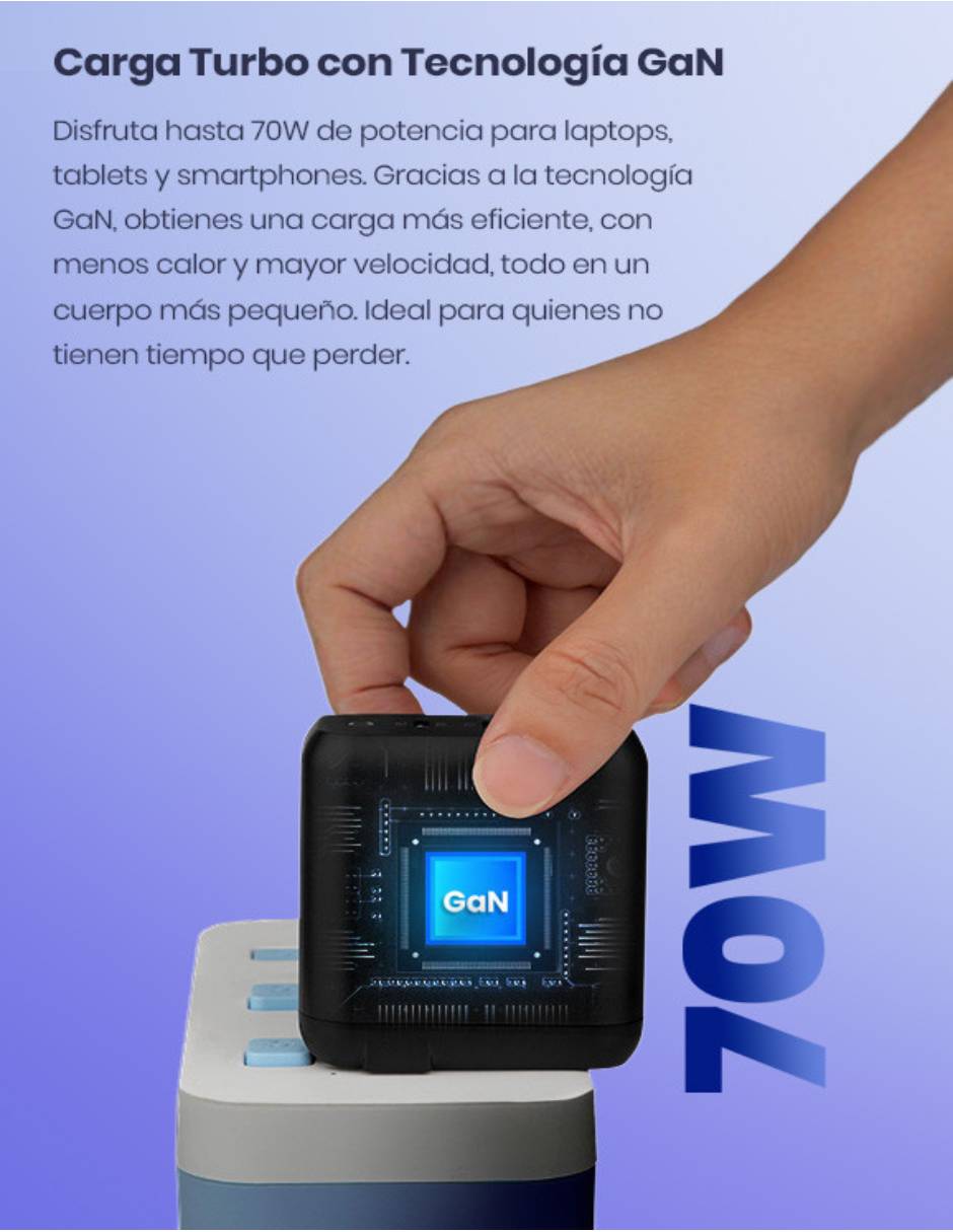 Cargador pared GBD-WC70B USB tipo A + USB tipo C 70 W 13