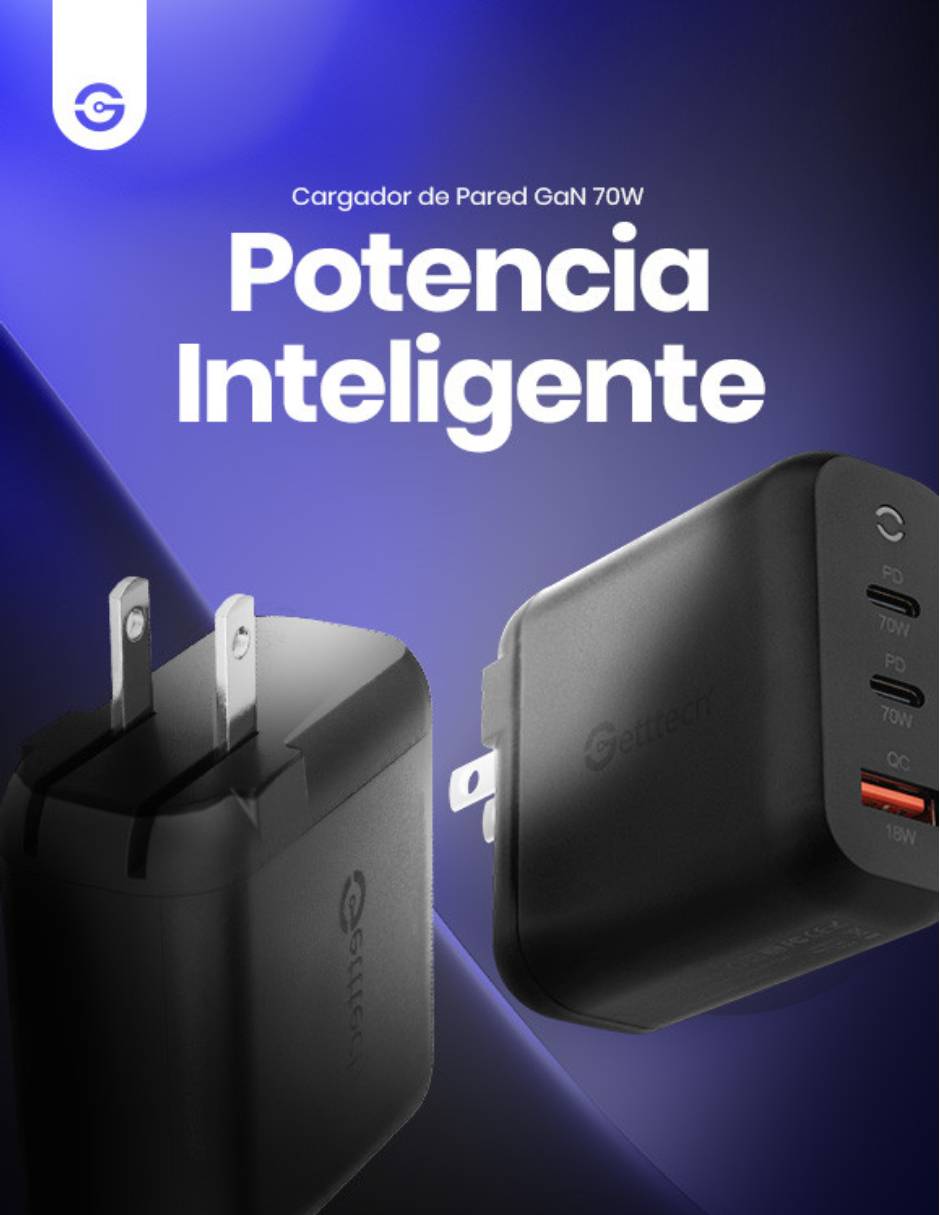 Cargador pared GBD-WC70B USB tipo A + USB tipo C 70 W 8