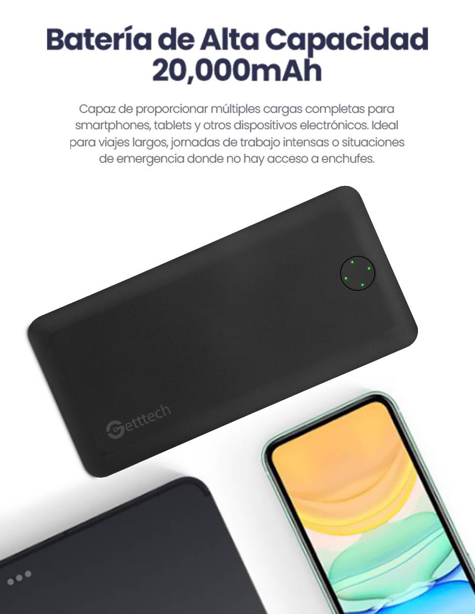 Batería portátil 20000 mAh 12
